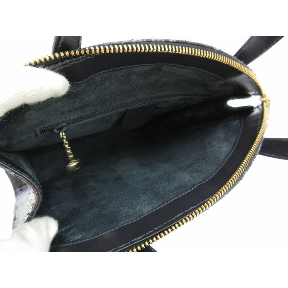 Gucci Leather Python Handbag Blue Brown - image 7